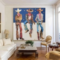 Peinture à l'huile texturée faite à la main, style western moderne, encadrée et personnalisable, pour décoration murale sur toile dans le salon.