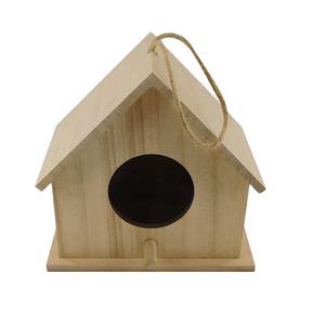 Diy Natuurlijke Onafgewerkte Houten Vogelhuisje Met Jute Koord Om Op Te Hangen - Product Image 1