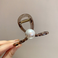 Pince à cheveux en acétate d'arylique de haute qualité, grande perle, luxe, couleur unie, flexible et mince