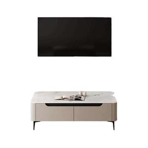 Mueble para TV de madera maciza y juego de mesa de centro, estilo moderno minimalista de lujo ligero, muebles de almacenamiento para sala de estar - Product Image 5