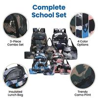 Ensemble de sacs à dos d'écolier 3-en-1 personnalisés OEM en tissu Oxford camouflage avec boîte à lunch isotherme et trousse pour enfants