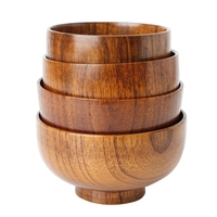 Cuenco de madera hecho a mano de forma sólida ecológica, utensilios de cocina de madera de acacia, ensaladas, frutas, fiestas multiusos talladas corpulentas