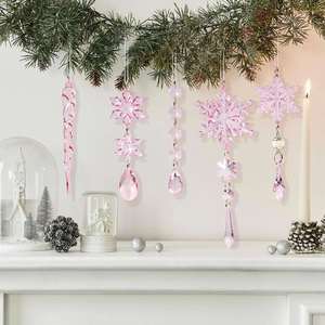 <b>Christmas</b> <b>Tree</b> Hanging Decorations Acrylic Snowflakes Icicle Drop Ornaments Xmas Winter Holiday Party Pendant Decor - Product Image 4