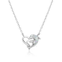 Collier Pendentif Cœur Élégant en Argent 925 Plaqué Rhodium avec Opale – Idéal pour Fiançailles, Mariage, Cadeau, Anniversaire Classique
