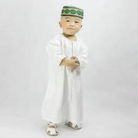 Tenue islamique traditionnelle musulmane de Dubaï : robe à col rond en cachemire pour garçons de 1 à 6 ans