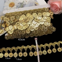Accessoires de couture DIY pour vêtements : Tissu en dentelle, Plaque pendentif en métal doré, Franges à pompons, Garniture tressée, Bordure en dentelle pour costumes et chapeaux