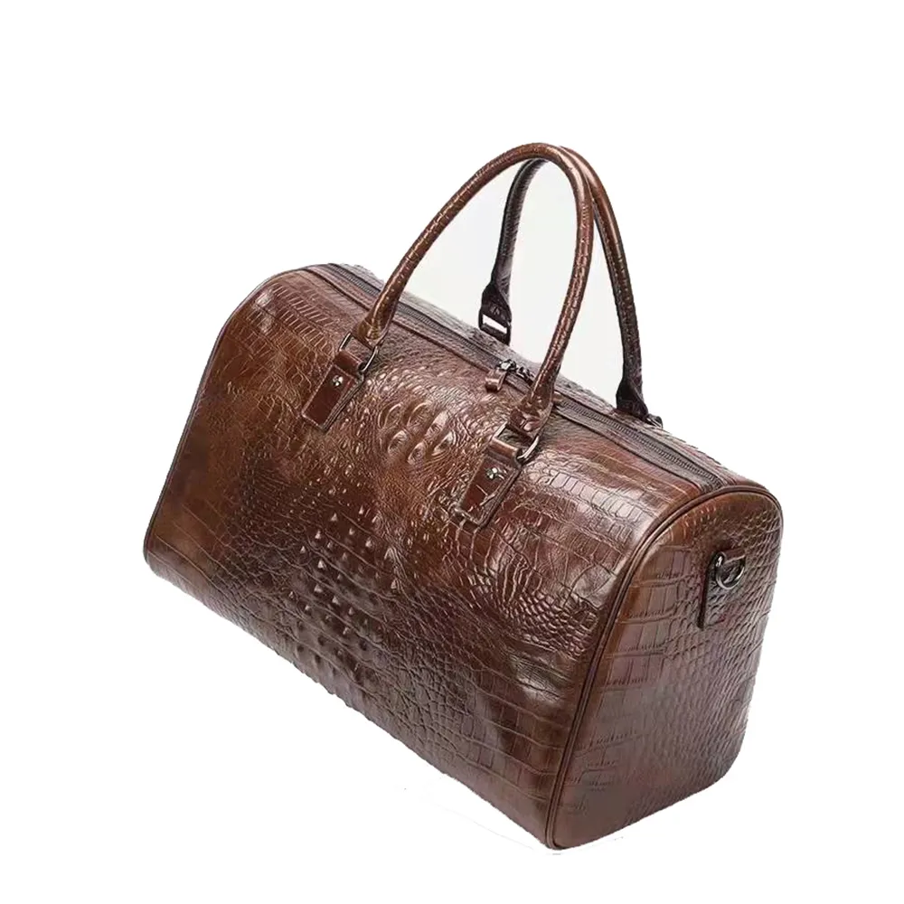 Crocodile Pattern Travel Duffel Gym Sports Overnight Weekender Bag For Men And Women Full Grain Leather Travel Bag Customized