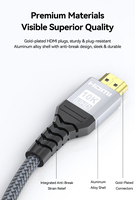 Câble HDMI 2.1 ultra haute vitesse 48 Gbps 10K/30Hz 8K/60Hz, tressé en nylon, HDR dynamique, compatible EARC, compatible avec PS5, Xbox, moniteur 8K