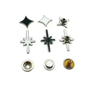 2023 New Design Star Shape Press Metal Four Parts Spring Snap Button For Clothing