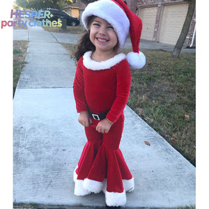HESPER Halloween Elf Costume New Year Christmas Cosplay Costumes Outfit Velvet Pullover Top Bell Bottom Hat for Kids - Product Image 1