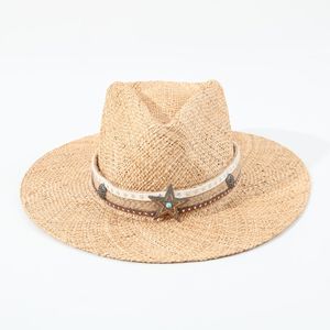 Belle qualité paille fedora femmes <span class=keywords><strong>panama</strong></span> chapeaux large bord herbe naturelle plage été chapeau de soleil pour la protection solaire - Product Image 3