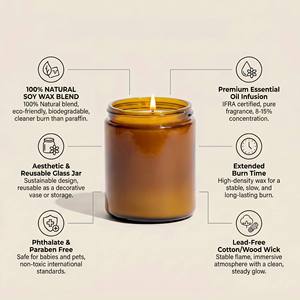 Bougie parfumée en cire de soja dans un bocal en verre ambré écologique, pour la maison, le spa, les fêtes, cire naturelle durable, non toxique - Product Image 3