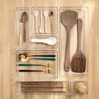 Boîte de rangement transparente en plastique à emboîtement libre pour tiroir, organisateur de tiroir pour ranger la papeterie, les cosmétiques et l'organisation quotidienne