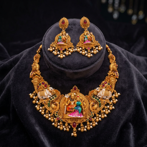 Gold Plated <b>Bridal</b> Set Choker Necklace <b>Drop</b> <b>Earrings</b> Tikka Ethnic Zircon Wedding Engagement Anniversary Latest High Quality - Product Image 3