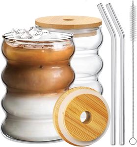 Custom Made Caterpillar Shape Clear Borosilicate 10oz BPA Free Eco-Friendly Heat Resistant Stackable Mug Wooden <b>Lid</b> <b>Straw</b> for - Product Image 1