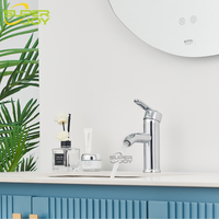 Mitigeur de lavabo Belarus avec bec courbé et levier unique, robinet de salle de bain moderne autrichien rond en acier inoxydable chromé