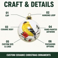 Boules de Noël en céramique personnalisées, peintes à la main, avec paillettes, décorations suspendues pour arbre, vente en gros personnalisée