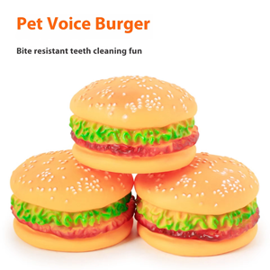 Grappige Cartoon Pvc Hond Piepend Speelgoed Bijtbestendige Interactieve Training Kauw Huisdier Stem Simulatie Hamburger Simulatie Vinyl Hond - Product Image 2