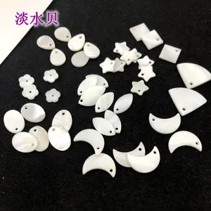 Natural Shell Small Geometric Waterdrop Heart Moon Star Pendant Diy Handmade Bracelet Charm for Earrings Necklace Making