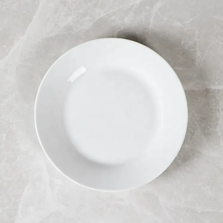 Set of 6 pcs White Dinner Plate 8 Inch Pocelain Plate Dics for Restaurant Hotel Wedding, microwave dishwasher oven safe