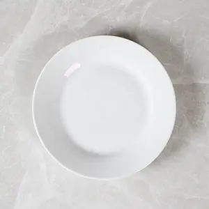Set von 6 Stück White Dinner Plate 8 Zoll Porzellan teller Geschirr für Restaurant Hotel Hochzeit, Mikrowelle Geschirrs püler ofenfest