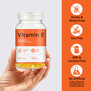 Vitamina E 1.000 UI per Porzione in Capsule Morbide, Testato da Terze Parti, Integratore Antiossidante per la Salute di Pelle, Cuore e Cervello, OEM ODM - Product Image 4