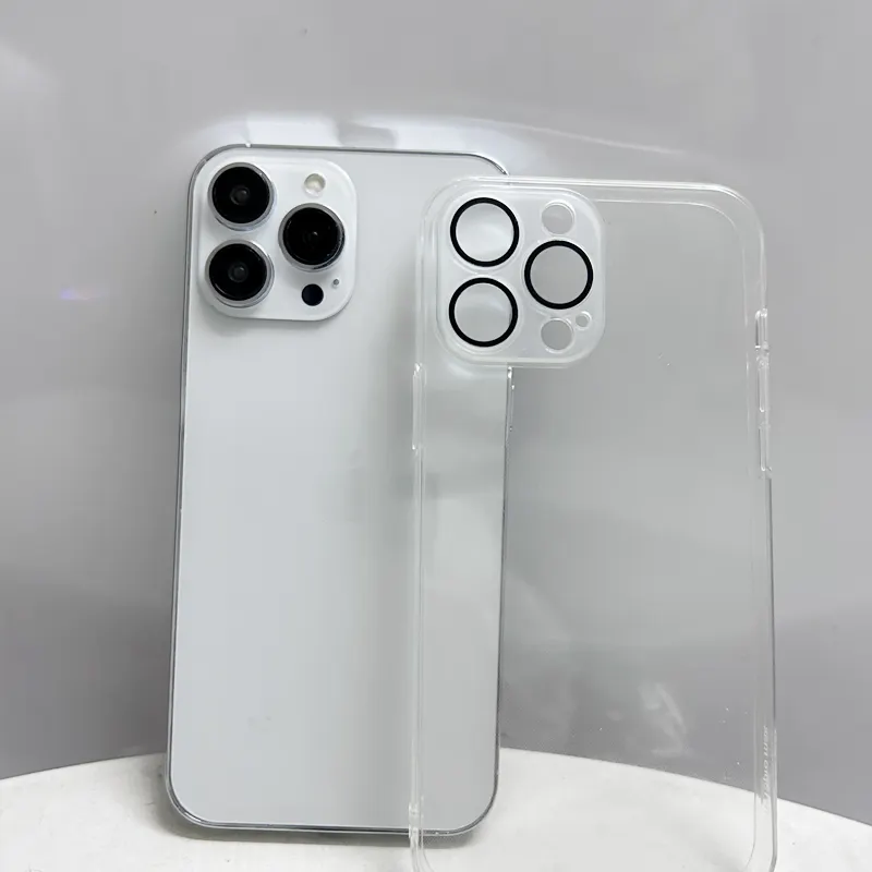 Stoßfeste transparente TPU 2 mm Rückenabdeckung für iPhone 12 13 14 15 Pro plus max klare Handyhülle mit Kamerenschutz