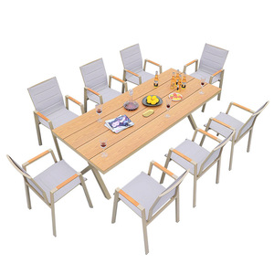Outdoor Patio Furniture Set 8 Seat Aluminum <b>Table</b> Chair Contemporary Design Weather Resistant Modern Outdoor Use - Product Image 1