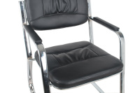 Chaise de bureau pour visiteurs en cuir PU avec base chromée, accoudoirs fixes, sans roulettes, pour salle de conférence, personnel et salle d'attente
