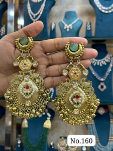 Color Unique Designs Jaipur Handmade Premium Brass Earrings with Monalisa Stones - Product Image 3