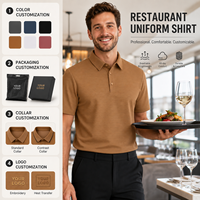 Polo de travail pour hommes, couleur unie, uniforme pour le personnel de restauration, vente en gros, personnalisable avec logo OEM