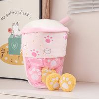 Coussin en peluche amusant et sain en forme de tasse de smoothie aux baies de goji avec 6 mini baies de goji à l'intérieur, amusant pour jouer et câliner