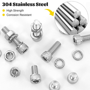 304 Stainless Steel <b>Socket</b> Head Cap <b>Screws</b> Nuts Washers Assortment Kit 1220pcs Metric A2-70 Industrial Grade - Product Image 5