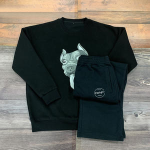 เสื้อสเวตเชิ้ตคอกลมทรงหลวมแบบมีฮู้ด รุ่นคัสตอม 310 แกรม สำหรับผู้หญิง สีดำ ผ้าฟลีซแนวตั้ง ระบายอากาศได้ดี พิมพ์ลายด้านหน้า เหมาะสำหรับฤดูใบไม้ร่วง/ฤดูหนาว - Product Image 1