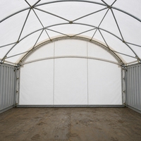 Abri de stockage en arche monté sur conteneur maritime 40*20 pieds, structure en acier galvanisé, tissu PVC, entrepôt, atelier temporaire