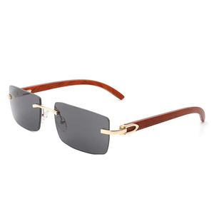 Gafas de Sol 2025 Sin Montura con Patillas de Madera, Lentes Transparentes Cuadradas, Gafas de Sol de Diseño de Lujo para Hombre y Mujer - Product Image 6