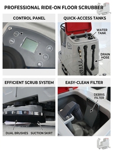 Autolaveuse électrique commerciale autoportée, nettoyeur de sols, laveuse-sécheuse pour carrelage, avec brosse à poussière et disque de lavage simple, petite taille - Product Image 3