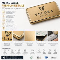 Étiquettes de vêtements carrées personnalisées en métal écologique ZX, autocollantes, avec logo en relief, plaques de marque pour vêtements, à coudre, tendance
