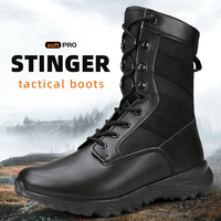 Bottes en cuir noir respirantes, tactiques, légères, antidérapantes, résistantes à l'usure