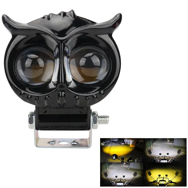 Lampu depan Led motor warna ganda desain burung hantu lampu sorot tambahan lampu sorot untuk sepeda motor