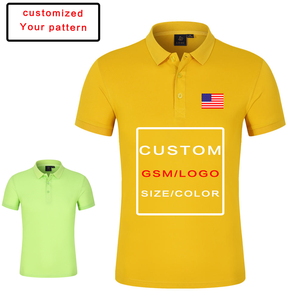 <span class=keywords><strong>Polo</strong></span> d'été à manches courtes de couleur unie pour hommes, vêtements de travail estampés à chaud avec tissu en jersey et décoration de boutons, T-Shirt Sty - Product Image 5