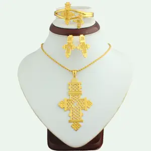 JH Fashion Trendy Dubai Gold Plated Jewelry Earring/Pendant/Necklace/Bangle Jewelry Set