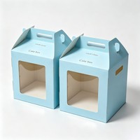 Caja para Pastel de Cartón de Diseño Simple, Plegable, Reciclada, de Alta Calidad, con Ventana de PET, Caja para Empacar Alimentos