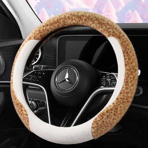 Housse de <span class=keywords><strong>volant</strong></span> en peluche d'hiver pour l'exercice, nouveau design tendance, garde au chaud, en fourrure de vison, antidérapante, en forme de D, pour voiture - Product Image 2