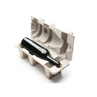 Boîte d'emballage en pulpe moulée écologique pour le transport de bouteilles de vin, verres et gobelets, plateau intérieur en pulpe moulée personnalisé, boîte carrée