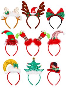 Fasce natalizie, elfo fantasia corna di renna campane di albero di natale fasce per cappelli di babbo natale per bambini adulti bomboniere - Product Image 6