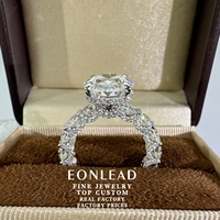 Bague de fiançailles personnalisée en or 10K 14K 18K ou platine PT950 avec diamant de laboratoire ovale 6 7 8 CT, pureté VVS2, double halo et pavé sur double sangle fendue