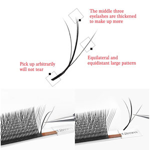 Pestañas Postizas CoMango 3D W+ con Forma de Triple Punta, Extensiones de Pestañas Negras con Forma de W, Súper Suaves - Product Image 2
