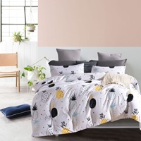 Ensemble de housse de couette en coton lavé 300TC, résistant à l'eau, avec motifs de plantes et de fleurs, trois pièces pour la maison