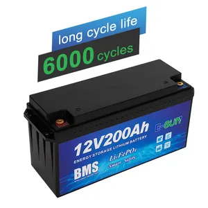 Baterai Solar lifepo4 terbaik, penyimpanan energi rumah baterai 12.8V 50AH 100AH 150Ah 200ah Lifepo4 12v 200ah